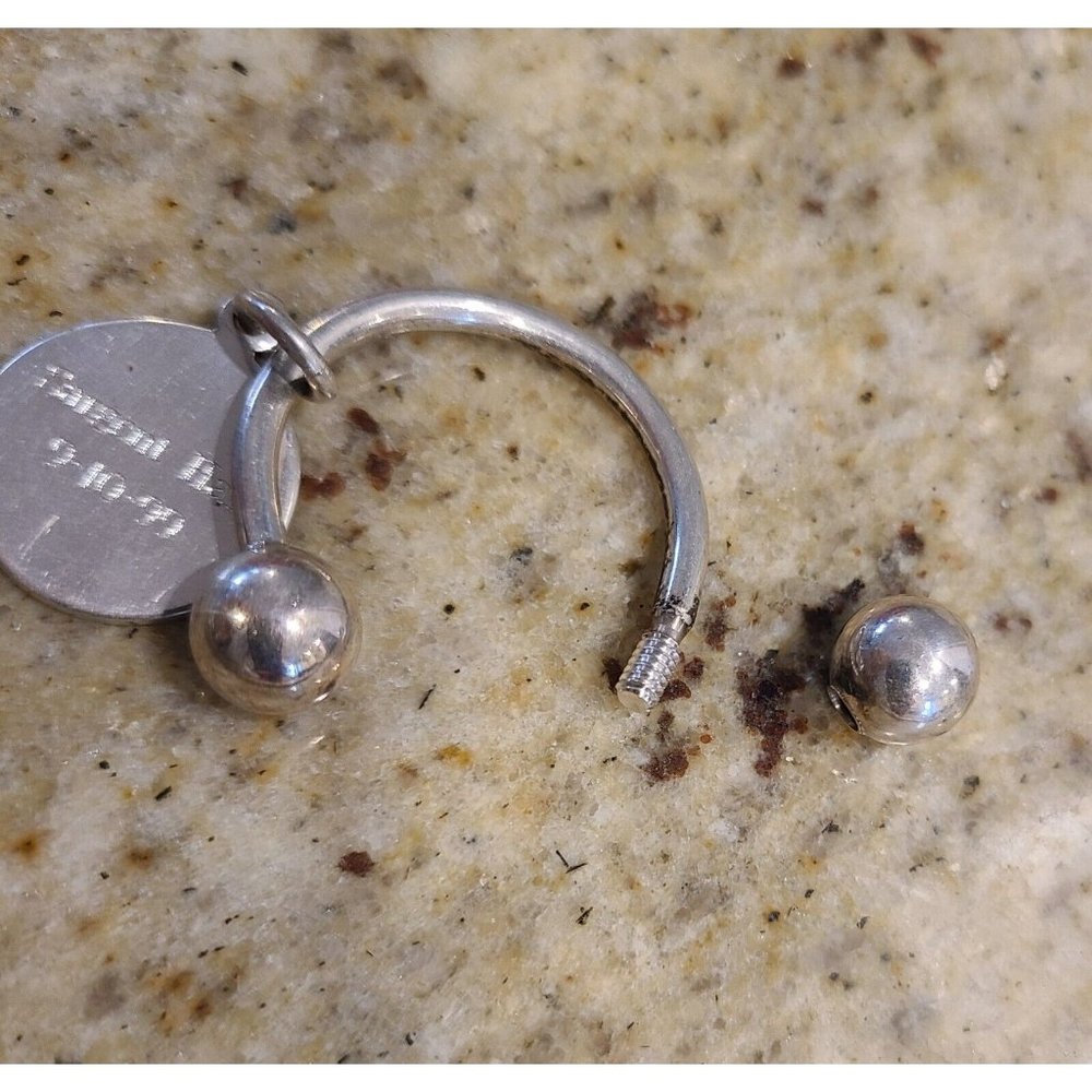 Tiffany Sterling Silver Horseshoe Screw Ball Key Ring Sargent Hall 9-10-99 - Picture 3 of 8